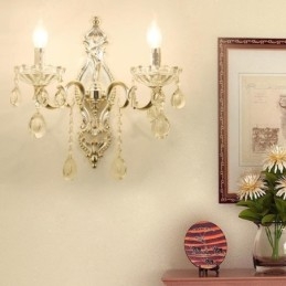 Lámpara de pared europea, aplique de pared de cristal, luz decorativa, aplique de iluminación