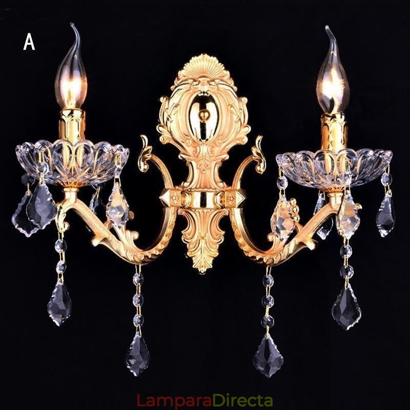 Lámpara de pared europea, aplique de pared de cristal, luz decorativa, aplique de iluminación