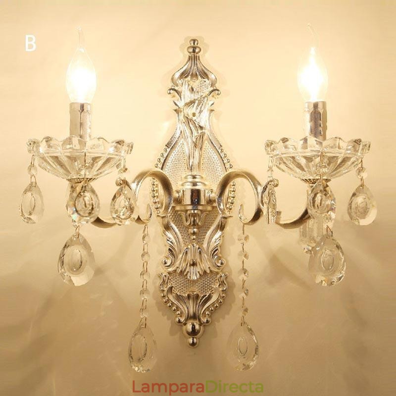 Lámpara de pared europea, aplique de pared de cristal, luz decorativa, aplique de iluminación