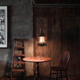 Aplique de pared vintage americano, estilo industrial, estilo loft, de madera maciza y vidrio.