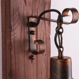 Aplique de pared vintage americano, estilo industrial, estilo loft, de madera maciza y vidrio.
