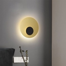 Aplique de pared nórdico redondo de cobre y oro negro