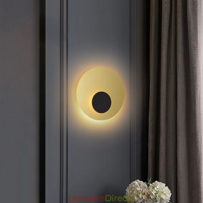 Aplique de pared nórdico redondo de cobre y oro negro