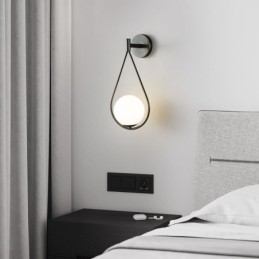 Aplique de pared moderno con forma de globo, de cristal, con forma de gota de agua negra