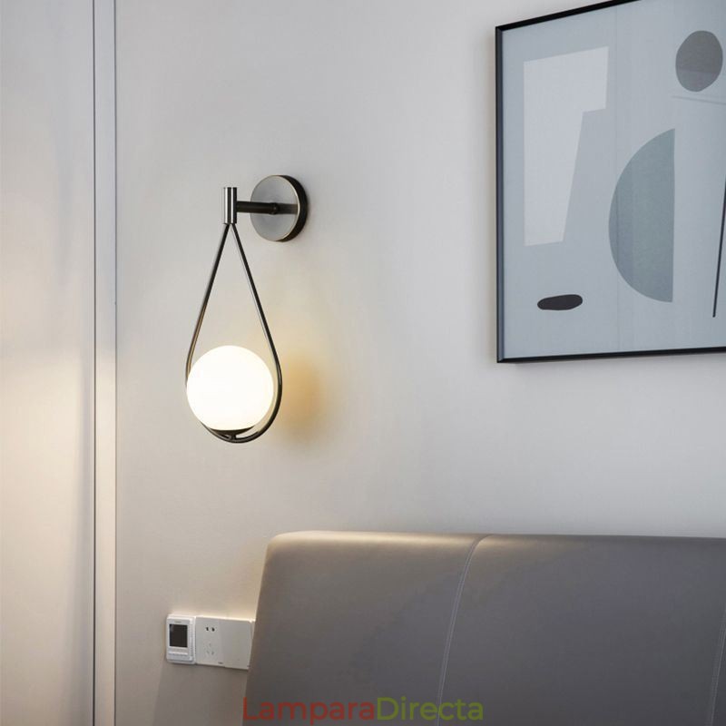 Aplique de pared moderno con forma de globo, de cristal, con forma de gota de agua negra
