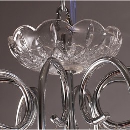 Lámpara de araña clásica tradicional de metal cromado y cristal