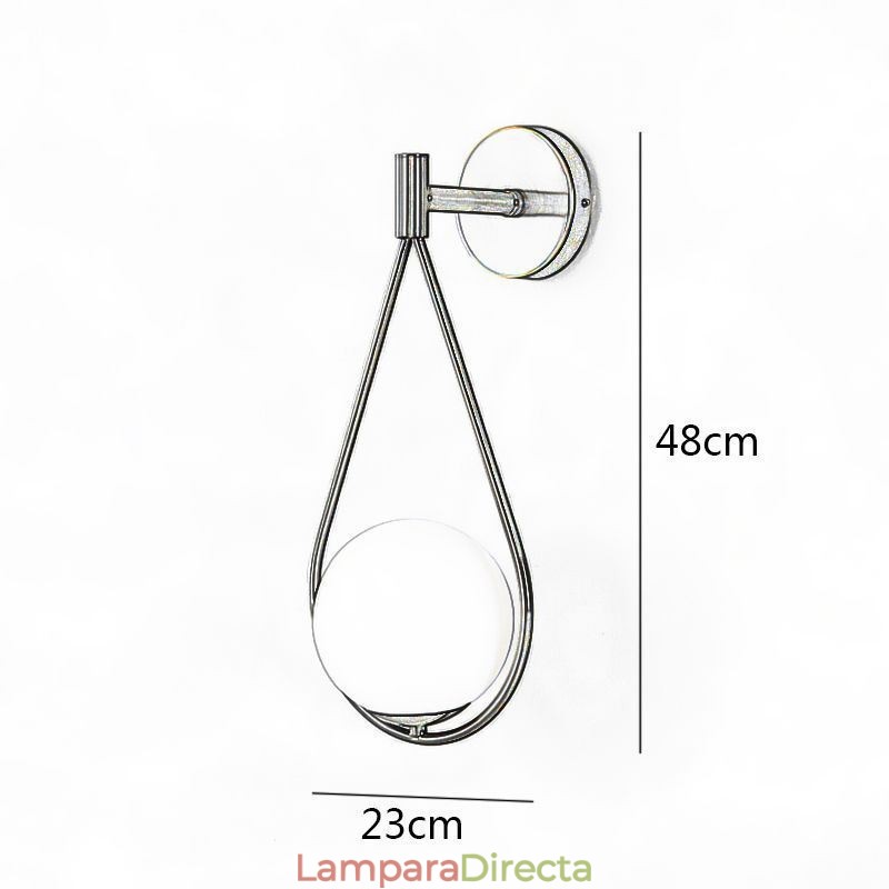 Aplique de pared moderno con forma de globo, de cristal, con forma de gota de agua negra