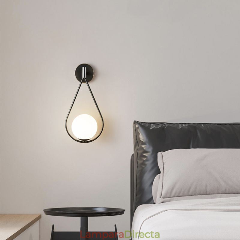 Aplique de pared moderno con forma de globo, de cristal, con forma de gota de agua negra