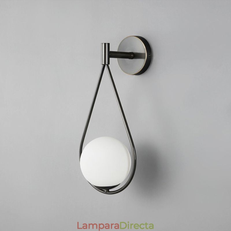 Aplique de pared moderno con forma de globo, de cristal, con forma de gota de agua negra