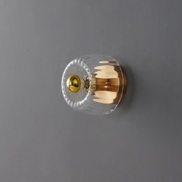 Iluminación de pared moderna con pantalla de vidrio transparente, aplique de pared cepillado.