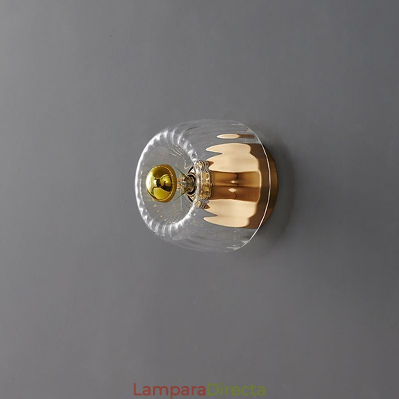 Iluminación de pared moderna con pantalla de vidrio transparente, aplique de pared cepillado.