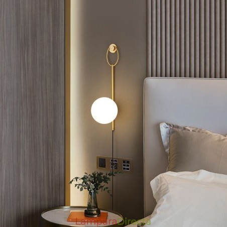 Aplique de pared moderno con forma de globo y cristal dorado cepillado Aplique de pared moderno con forma de globo y cristal dorado cepillado