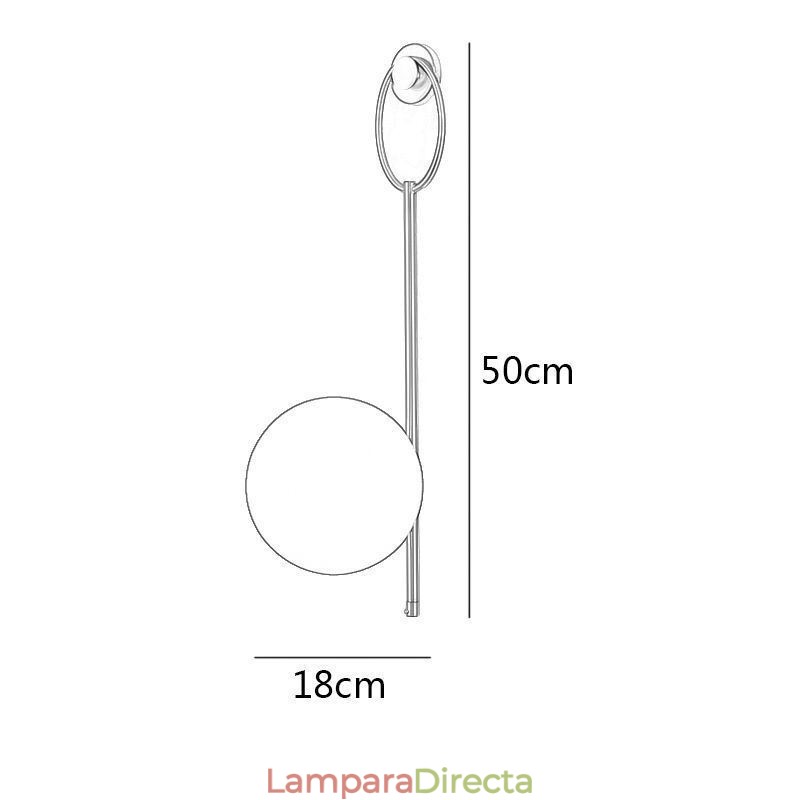 Aplique de pared moderno con forma de globo y cristal dorado cepillado
