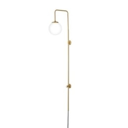 Aplique de pared moderno con forma de globo y cristal dorado cepillado