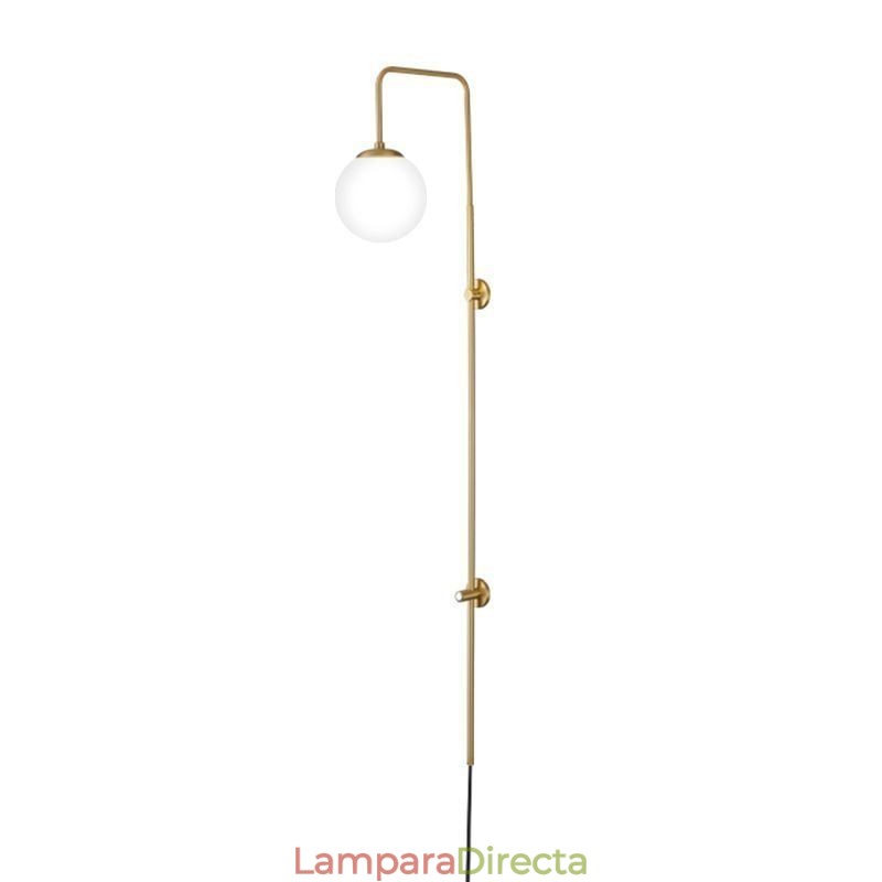 Aplique de pared moderno con forma de globo y cristal dorado cepillado