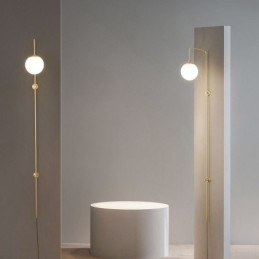 Aplique de pared moderno con forma de globo y cristal dorado cepillado