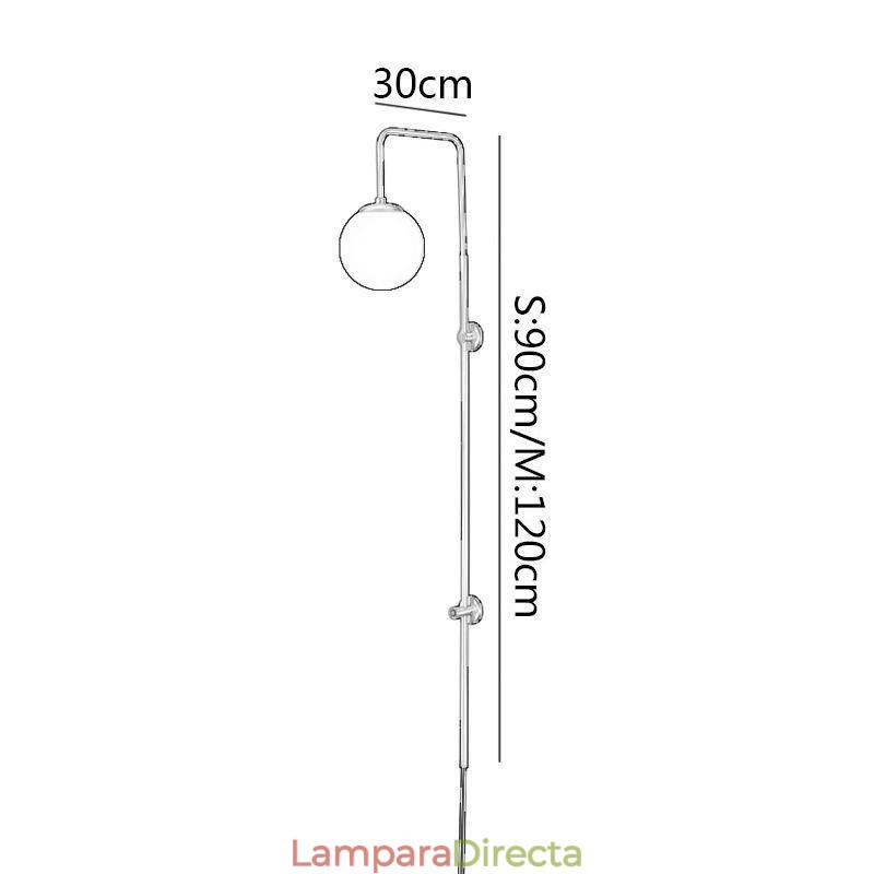 Aplique de pared moderno con forma de globo y cristal dorado cepillado
