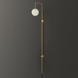 Aplique de pared moderno con forma de globo y cristal dorado cepillado
