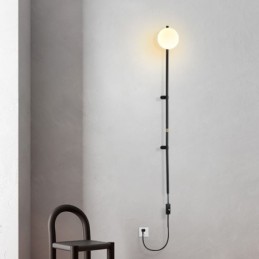 Lámpara de pared con forma de globo, estilo mediados de siglo, con enchufe