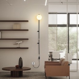 Lámpara de pared con forma de globo, estilo mediados de siglo, con enchufe