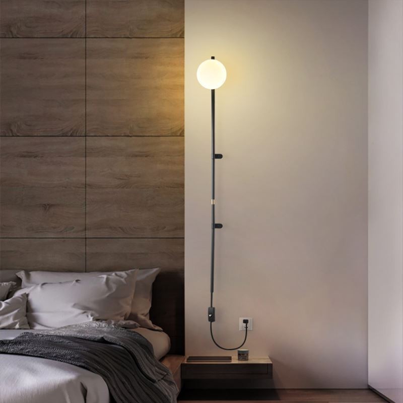 Lámpara de pared con forma de globo, estilo mediados de siglo, con enchufe