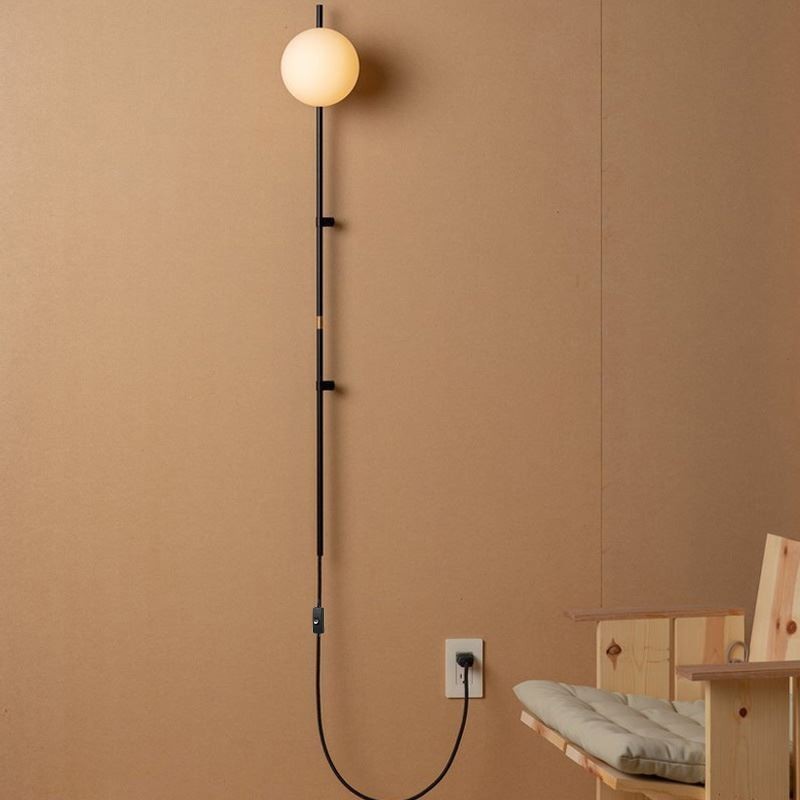 Lámpara de pared con forma de globo, estilo mediados de siglo, con enchufe