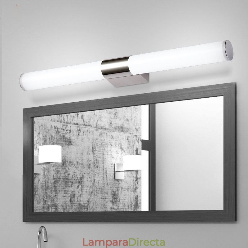 Lámpara de espejo de acero inoxidable, moderna lámpara de pared para baño, aplique de pared