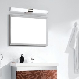 Lámpara de espejo de acero inoxidable, moderna lámpara de pared para baño, aplique de pared