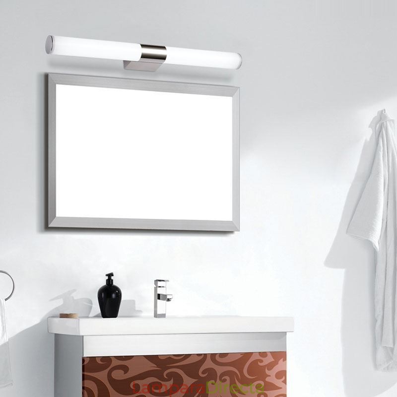Lámpara de espejo de acero inoxidable, moderna lámpara de pared para baño, aplique de pared