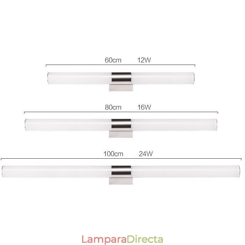 Lámpara de espejo de acero inoxidable, moderna lámpara de pared para baño, aplique de pared