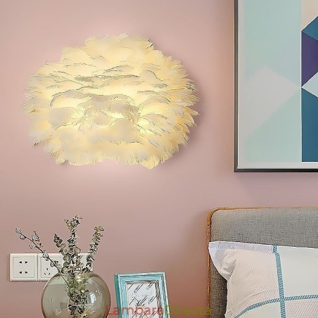 Lámpara de pared con plumas creativas, lámpara decorativa Lámpara de pared con plumas creativas, lámpara decorativa