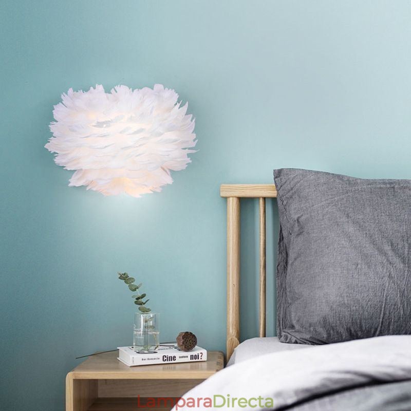 Lámpara de pared con plumas creativas, lámpara decorativa