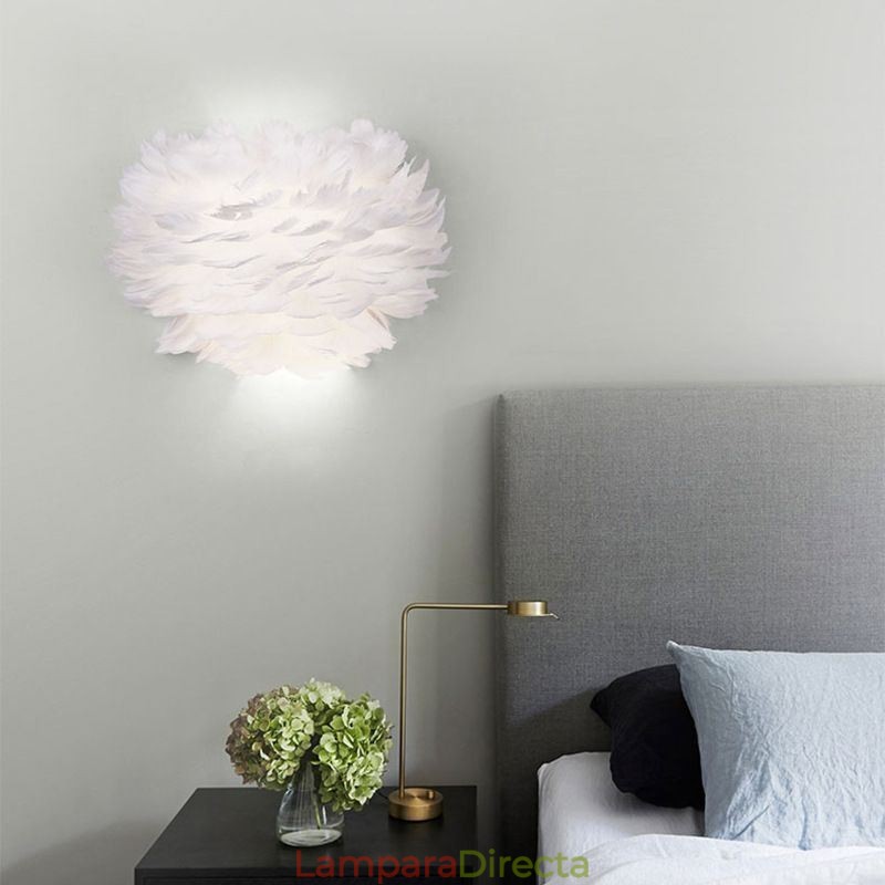 Lámpara de pared con plumas creativas, lámpara decorativa