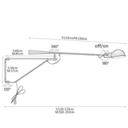 Lámpara de pared de un solo brazo basculante para lectura de cabecera