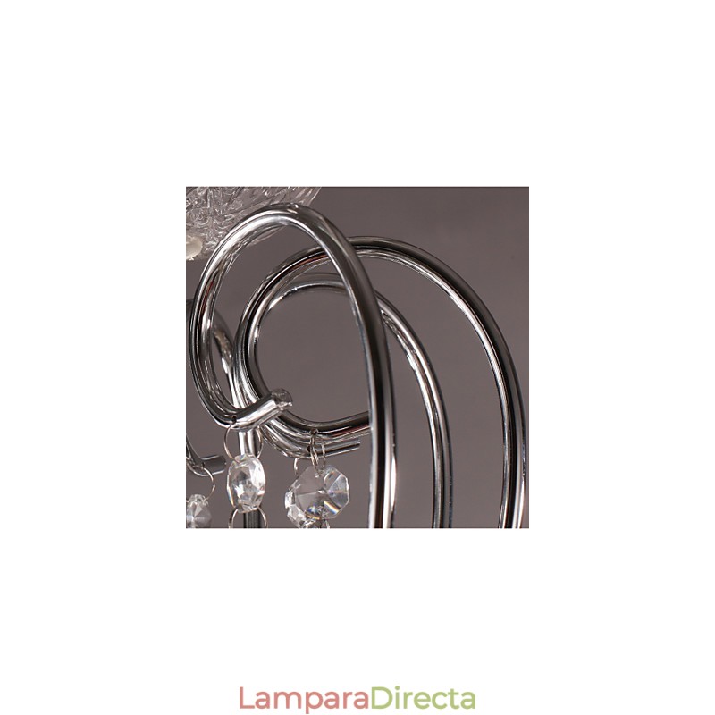 Lámpara de araña clásica tradicional de metal cromado y cristal