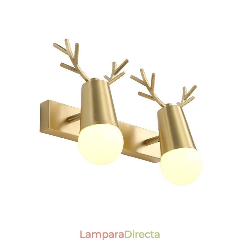 Lámpara de pared nórdica de latón con espejo y luz frontal