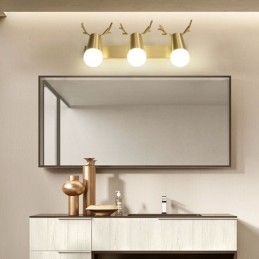 Lámpara de pared nórdica de latón con espejo y luz frontal