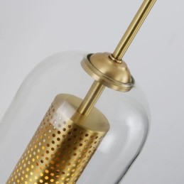 Lámpara de pared de latón nórdico con pantalla de cristal cilíndrica hueca interior