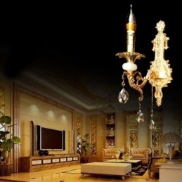 Lámpara de pared europea, aplique de pared de lujo, lámpara colgante de cristal, iluminación de mesita de noche