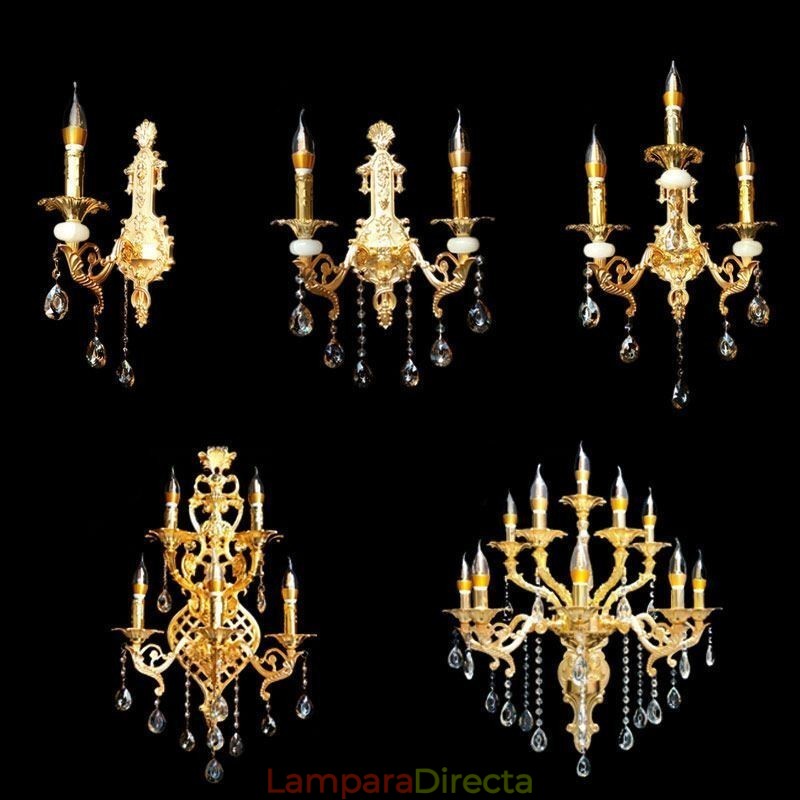 Lámpara de pared europea, aplique de pared de lujo, lámpara colgante de cristal, iluminación de mesita de noche