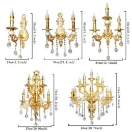 Lámpara de pared europea, aplique de pared de lujo, lámpara colgante de cristal, iluminación de mesita de noche