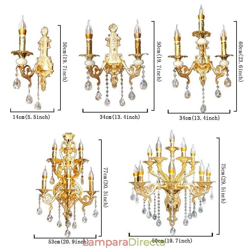 Lámpara de pared europea, aplique de pared de lujo, lámpara colgante de cristal, iluminación de mesita de noche