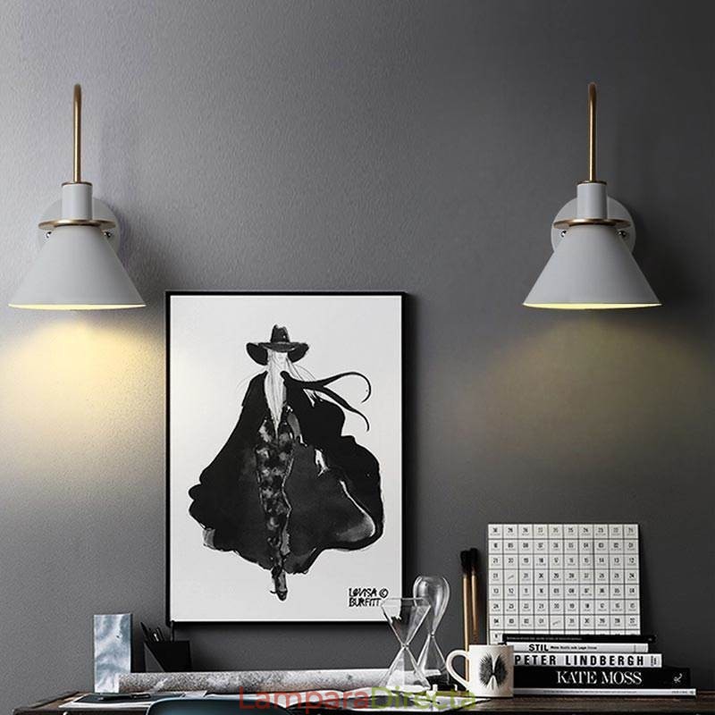 Aplique de pared nórdico estilo Makron, lámpara frontal con espejo creativo