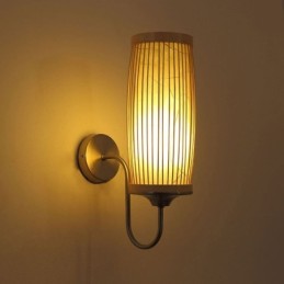 Aplique de pared con diseño de tambor de cintura, aplique creativo de bambú para mesita de noche, escaleras, iluminación rural