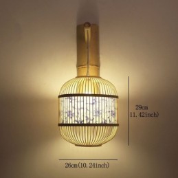 Lámpara de pared con diseño de jaula, creativa lámpara colgante de bambú, lámpara decorativa para mesita de noche.