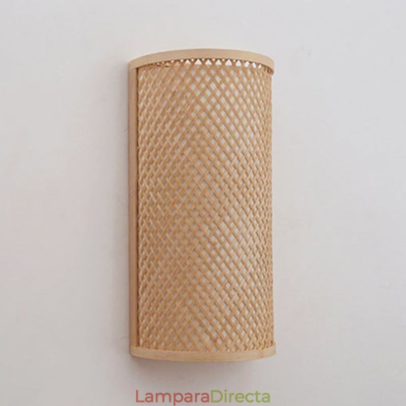 Aplique de pared de bambú semicilíndrico, creativo, para mesita de noche, escaleras, iluminación rural