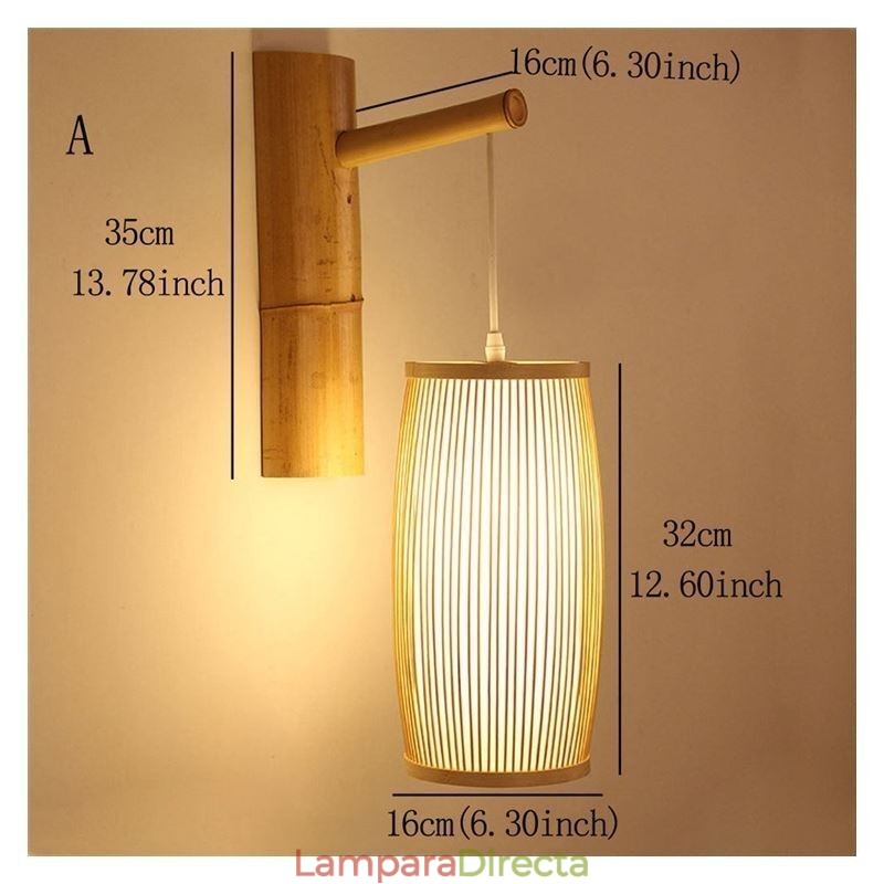 Aplique de pared de bambú tejido, estilo retro chino