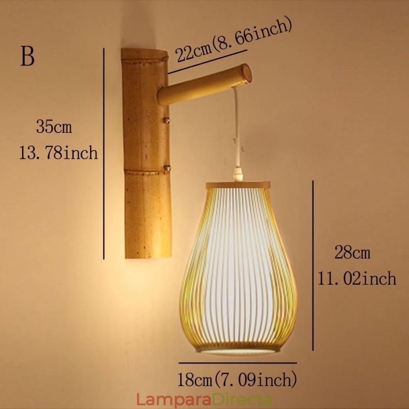Aplique de pared de bambú tejido, estilo retro chino