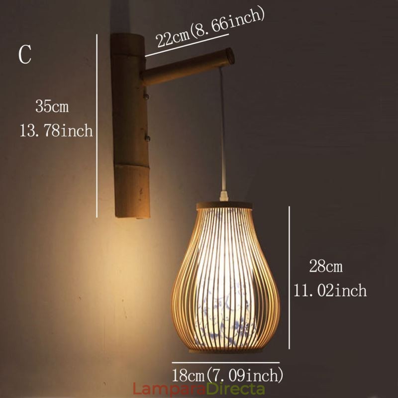 Aplique de pared de bambú tejido, estilo retro chino