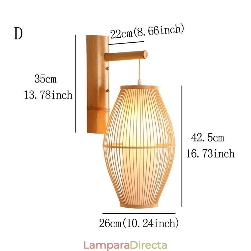 Aplique de pared de bambú tejido, estilo retro chino